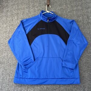 Diadora Jacket DIADRY Mens 2XL Blue Track Pullover Quarter Zip Long Sleeve Logo